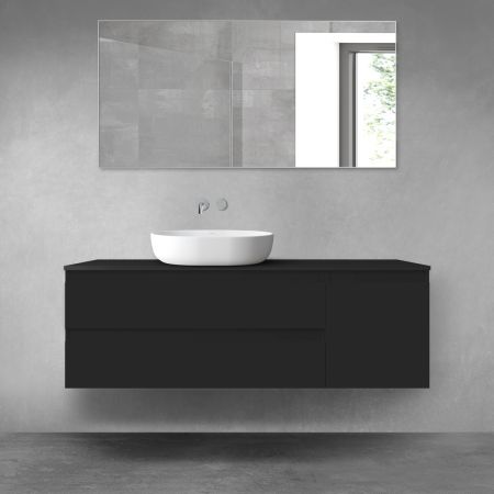 Oltens Vernal zestaw mebli łazienkowych 140 cm z blatem czarny mat 68261300