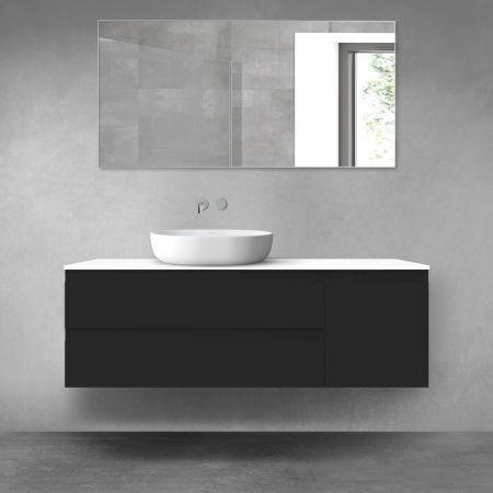 Oltens Vernal zestaw mebli łazienkowych 140 cm z blatem czarny mat/biały połysk 68265300