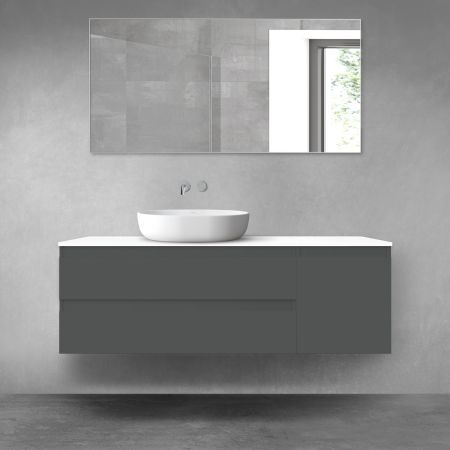 Oltens Vernal zestaw mebli łazienkowych 140 cm z blatem grafit mat/biały połysk 68265400