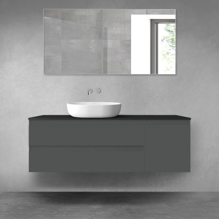 Oltens Vernal zestaw mebli łazienkowych 140 cm z blatem grafit mat/czarny mat 68267400