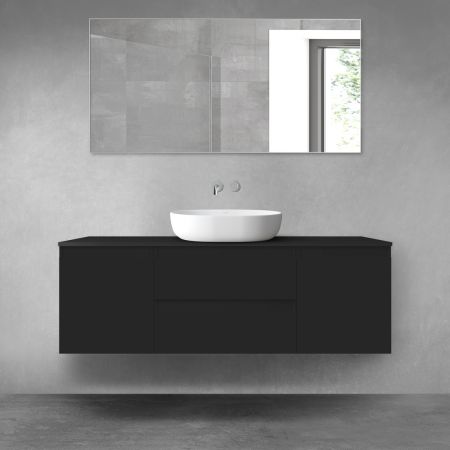 Oltens Vernal zestaw mebli łazienkowych 140 cm z blatem czarny mat 68270300