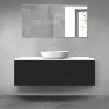 Oltens Vernal zestaw mebli łazienkowych 140 cm z blatem czarny mat/biały połysk 68275300