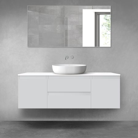 Oltens Vernal zestaw mebli łazienkowych 140 cm z blatem szary mat/biały połysk 68277700