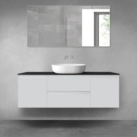 Oltens Vernal zestaw mebli łazienkowych 140 cm z blatem szary mat/czarny mat 68278700