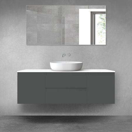 Oltens Vernal zestaw mebli łazienkowych 140 cm z blatem grafit mat/biały połysk 68279400