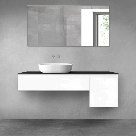 Oltens Vernal sada koupelnového nábytku 140 cm s horní deskou, lesklá bílá/matná černá 68284000