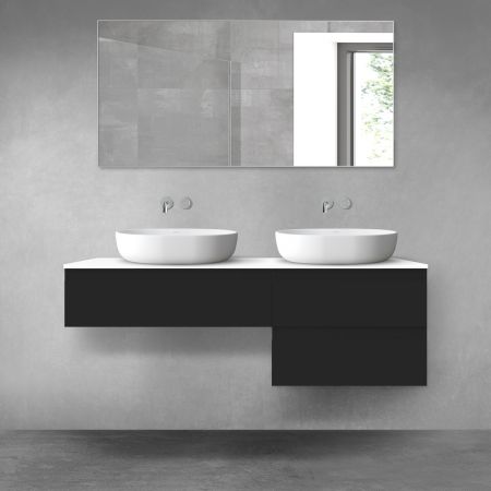 Oltens Vernal zestaw mebli łazienkowych 140 cm z blatem czarny mat/biały połysk 68290300