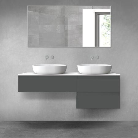 Oltens Vernal zestaw mebli łazienkowych 140 cm z blatem grafit mat/biały połysk 68290400