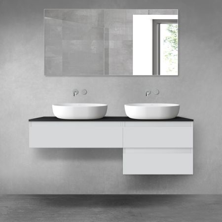 Oltens Vernal zestaw mebli łazienkowych 140 cm z blatem szary mat/czarny mat 68291700