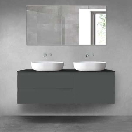 Oltens Vernal zestaw mebli łazienkowych 140 cm z blatem grafit mat/czarny mat 68295400