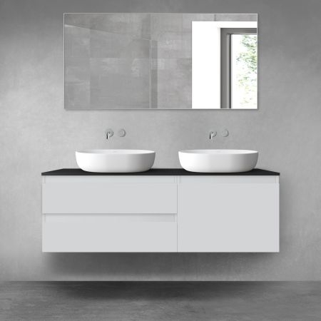 Oltens Vernal zestaw mebli łazienkowych 140 cm z blatem szary mat/czarny mat 68295700