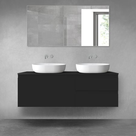 Oltens Vernal zestaw mebli łazienkowych 140 cm z blatem czarny mat 68296300