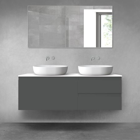 Oltens Vernal zestaw mebli łazienkowych 140 cm z blatem grafit mat/biały połysk 68298400