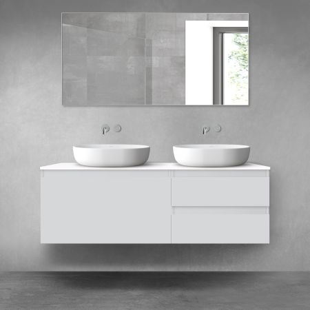 Oltens Vernal zestaw mebli łazienkowych 140 cm z blatem szary mat/biały połysk 68298700
