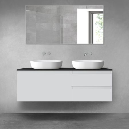 Oltens Vernal zestaw mebli łazienkowych 140 cm z blatem szary mat/czarny mat 68299700
