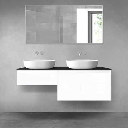 Oltens Vernal zestaw mebli łazienkowych 140 cm z blatem biały połysk/czarny mat 68306000