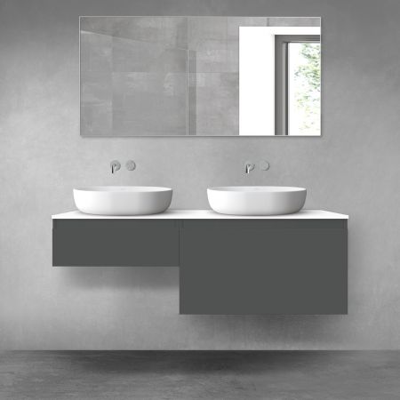 Oltens Vernal sada koupelnového nábytku 140 cm s horní deskou, matná grafitová/lesklá bílá 68306400
