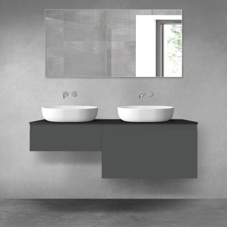 Oltens Vernal zestaw mebli łazienkowych 140 cm z blatem grafit mat/czarny mat 68307400