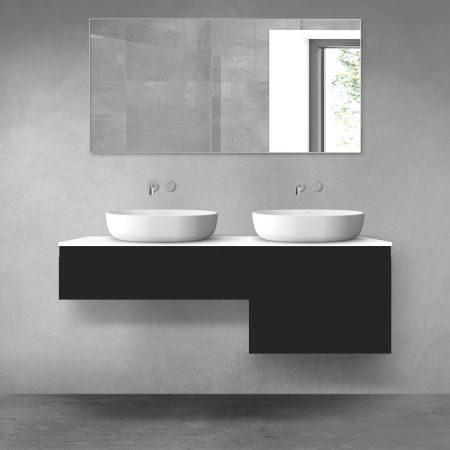 Oltens Vernal zestaw mebli łazienkowych 140 cm z blatem czarny mat/biały połysk 68310300