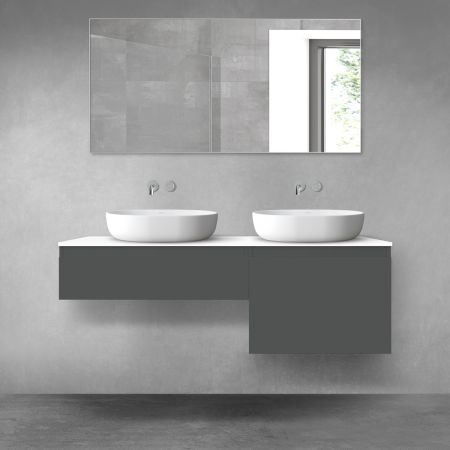 Oltens Vernal zestaw mebli łazienkowych 140 cm z blatem grafit mat/biały połysk 68310400