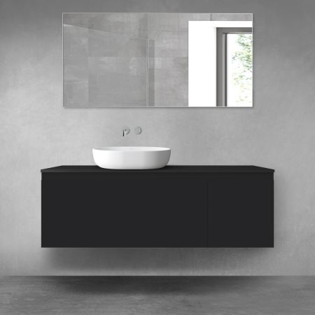 Oltens Vernal Bademöbelset 140 cm mit Waschbeckenplatte schwarz matt 68313300