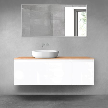 Oltens Vernal zestaw mebli łazienkowych 140 cm z blatem biały połysk/dąb 68314000