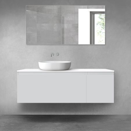 Oltens Vernal zestaw mebli łazienkowych 140 cm z blatem szary mat/biały połysk 68316700