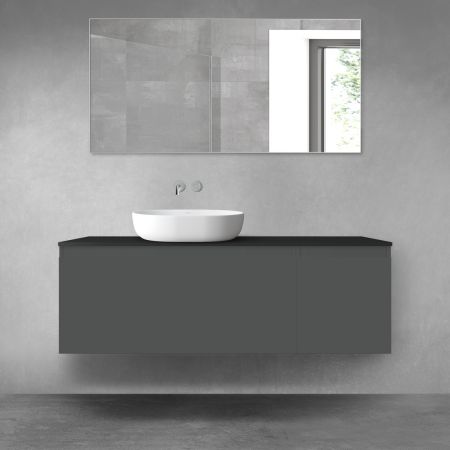Oltens Vernal zestaw mebli łazienkowych 140 cm z blatem grafit mat/czarny mat 68317400