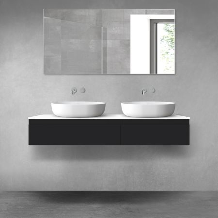 Oltens Vernal sada koupelnového nábytku 140 cm s horní deskou, matná černá/lesklá bílá 68322300