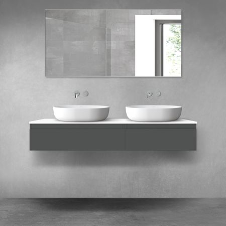 Oltens Vernal sada koupelnového nábytku 140 cm s horní deskou, matná grafitová/lesklá bílá 68322400