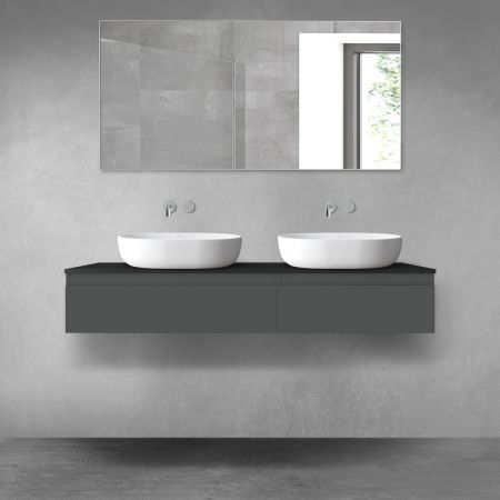 Oltens Vernal bathroom furniture set 140 cm with countertop, matte graphite/matte black 68323400
