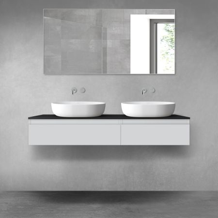 Oltens Vernal Bademöbelset 140 cm mit Waschbeckenplatte grau matt/schwarz matt 68323700