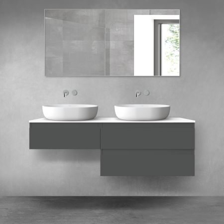 Oltens Vernal zestaw mebli łazienkowych 140 cm z blatem grafit mat/biały połysk 68326400