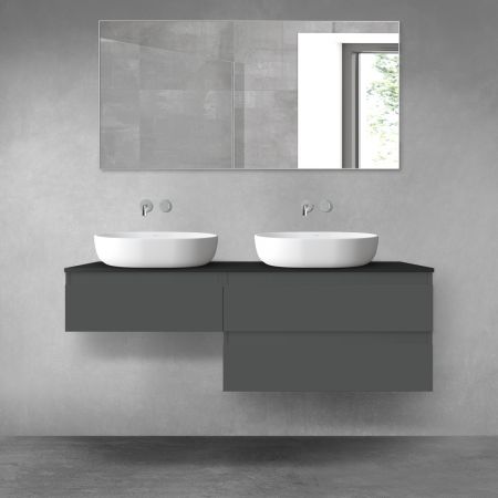Oltens Vernal zestaw mebli łazienkowych 140 cm z blatem grafit mat/czarny mat 68327400