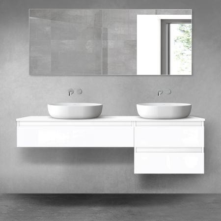 Oltens Vernal zestaw mebli łazienkowych 160 cm z blatem biały połysk 68328000