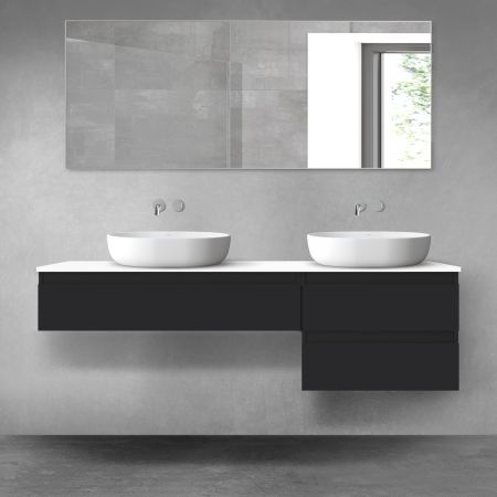 Oltens Vernal zestaw mebli łazienkowych 160 cm z blatem czarny mat/biały połysk 68330300