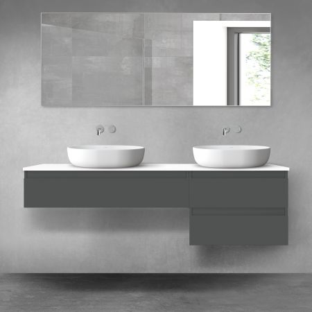 Oltens Vernal zestaw mebli łazienkowych 160 cm z blatem grafit mat/biały połysk 68330400