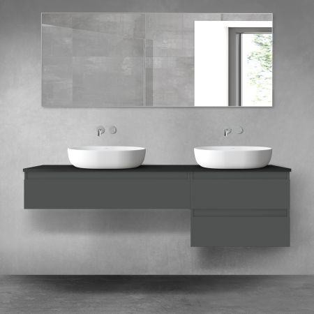 Oltens Vernal zestaw mebli łazienkowych 160 cm z blatem grafit mat/czarny mat 68334400