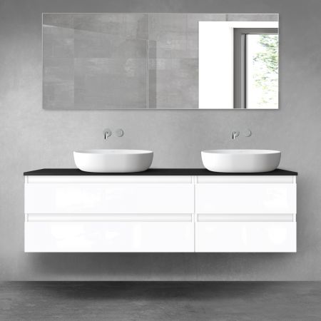 Oltens Vernal zestaw mebli łazienkowych 160 cm z blatem biały połysk/czarny mat 68337000