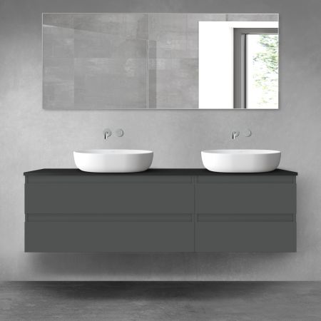 Oltens Vernal zestaw mebli łazienkowych 160 cm z blatem grafit mat/czarny mat 68338400