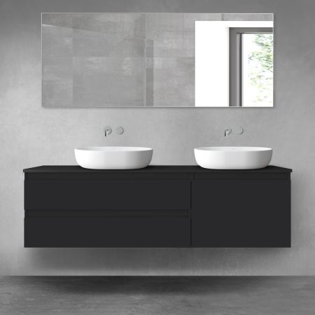 Oltens Vernal zestaw mebli łazienkowych 160 cm z blatem czarny mat 68339300