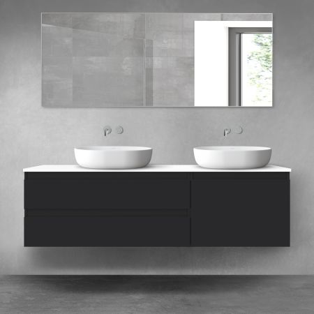 Oltens Vernal zestaw mebli łazienkowych 160 cm z blatem czarny mat/biały połysk 68341300