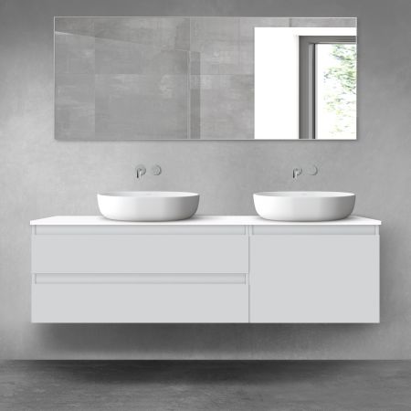 Oltens Vernal zestaw mebli łazienkowych 160 cm z blatem szary mat/biały połysk 68341700