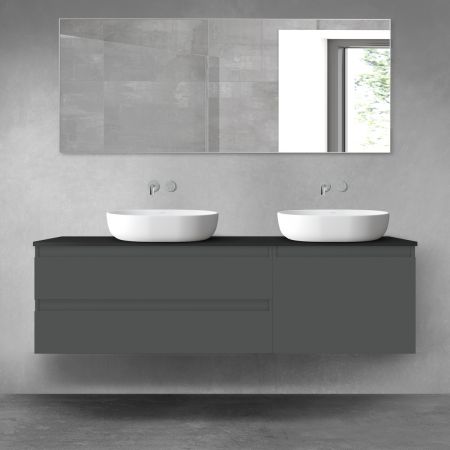 Oltens Vernal zestaw mebli łazienkowych 160 cm z blatem grafit mat/czarny mat 68342400