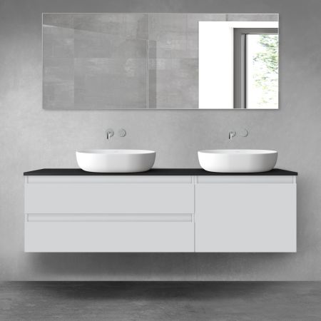 Oltens Vernal zestaw mebli łazienkowych 160 cm z blatem szary mat/czarny mat 68342700