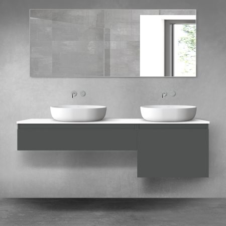 Oltens Vernal zestaw mebli łazienkowych 160 cm z blatem grafit mat/biały połysk 68345400