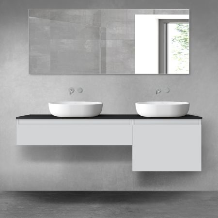 Oltens Vernal zestaw mebli łazienkowych 160 cm z blatem szary mat/czarny mat 68346700