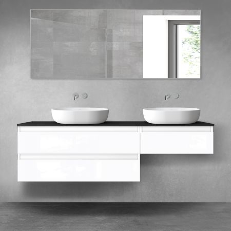 Oltens Vernal zestaw mebli łazienkowych 160 cm z blatem czarny mat/biały połysk 68349300