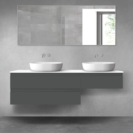 Oltens Vernal zestaw mebli łazienkowych 160 cm z blatem grafit mat/biały połysk 68349400