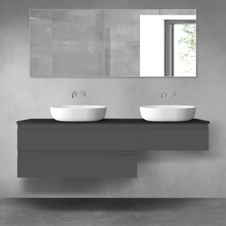 Oltens Vernal zestaw mebli łazienkowych 160 cm z blatem grafit mat/czarny mat 68350400